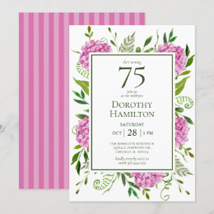 Convites Aniversário de 75 anos - Hortênsias Rosa