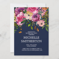 Aniversário de 75 anos Rosa Roxo Floral Azul Marin