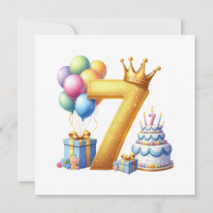 Convites Aniversário de 7 anos dourado