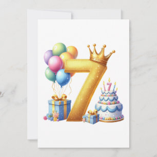 Convites Aniversário de 7 anos dourado