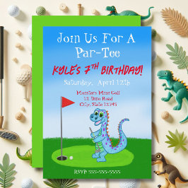 Convites Aniversário de 7 anos tema de golfe com dinossauro