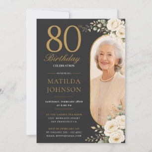 Convites Aniversário de 80 anos com foto personalizada em p