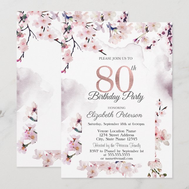 Convites Aniversário de 80 anos da Cherry Blossom (Frente/Verso)