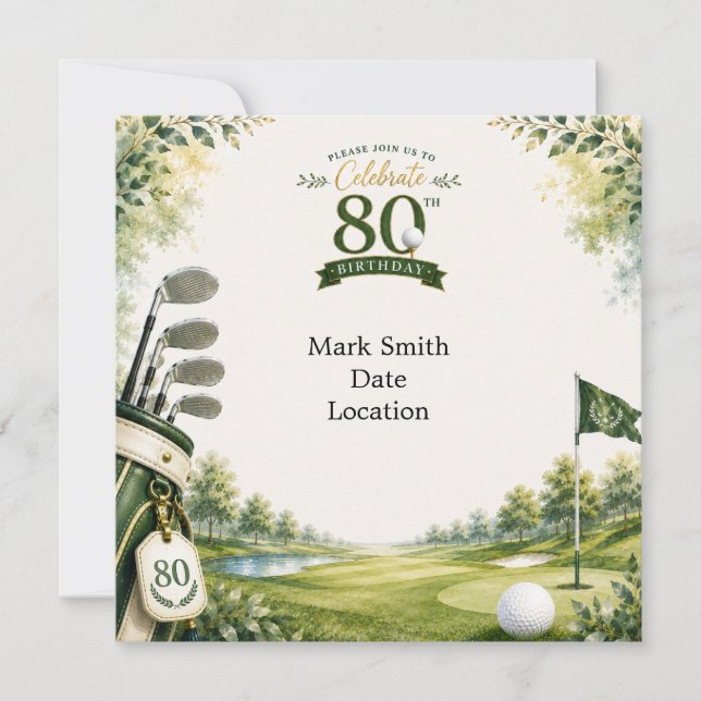 Convites Aniversário de 80 anos de Golfe (Frente)