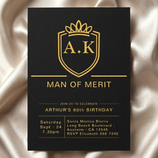 Convites Aniversário de 80 anos do marido, festa preta e do