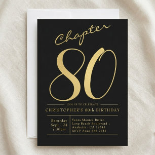Convites Aniversário de 80 anos do marido Preto Dourado