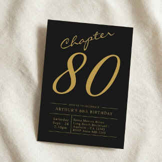 Convites Aniversário de 80 anos do Pai, 80 Anos, Festa Pret