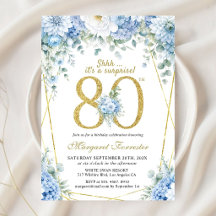 Aniversário de 80 anos Dusty Blue Floral Gold Fram