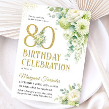 Aniversário de 80 anos Floral Branco Eucalipto Bri