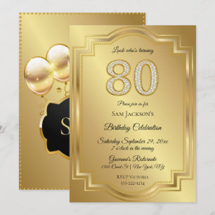 Convites Aniversário de 80 anos Gold & Diamonds