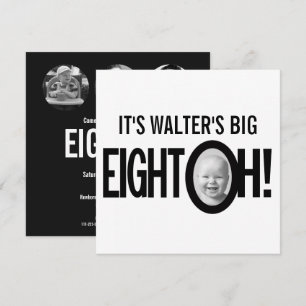 Convites aniversário de 80 anos OITENTA! foto preto e branc