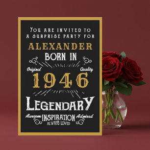Convites Aniversário de 80 anos Personalizado 1946 Lenda Pr