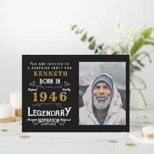Convites Aniversário de 80 anos Personalizado Preto Dourado
