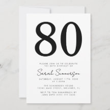 Aniversário de 80 anos Preto e Branco Roteiro Mode