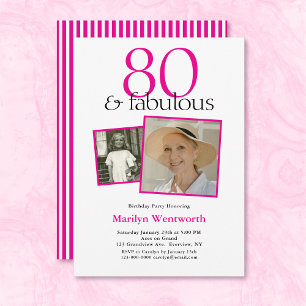 Convites Aniversário de 80 anos Tipografia Rosa 2 Foto