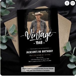 Convites Aniversário de 80 anos Vintage