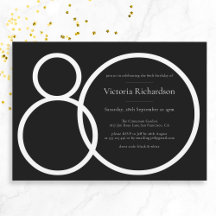 Aniversário de 80 minimalista personalizado branco
