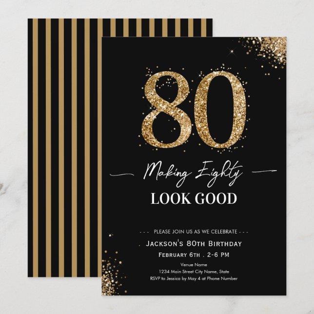 Convites Aniversário de 80 que parece bom (Frente/Verso)