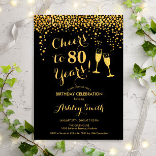 Convites Aniversário De 80 - Saúde A 80 Anos Dourado