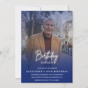 Convites Aniversário de 86 anos jantar azul Foto de anivers