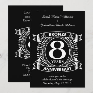 Convites aniversário de 8 anos de casamento bronze