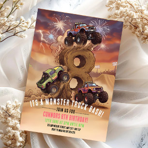 Convites Aniversário de 8 anos do Monster Truck Boom Crash