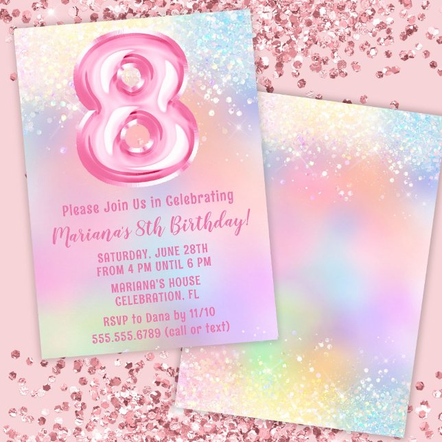 Convites Aniversário de 8 anos do Pink Rainbow (Criador carregado)