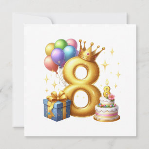 Convites Aniversário de 8 anos dourado