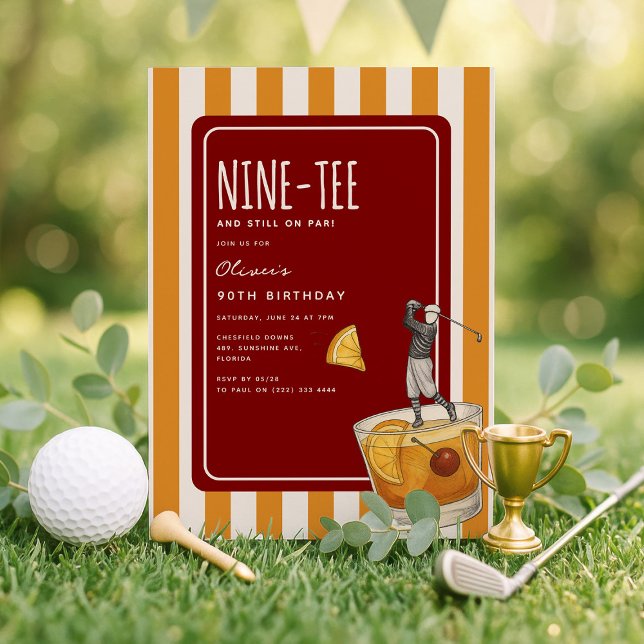 Convites Aniversário de 90 anos com tema de golfe e Whisky (Criador carregado)