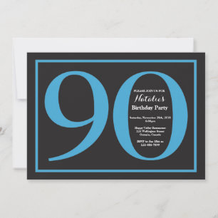 Convites Aniversário de 90 anos em quadro negro azul e pret