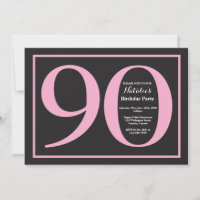 Aniversário de 90 anos em quadro-negro rosa e pret