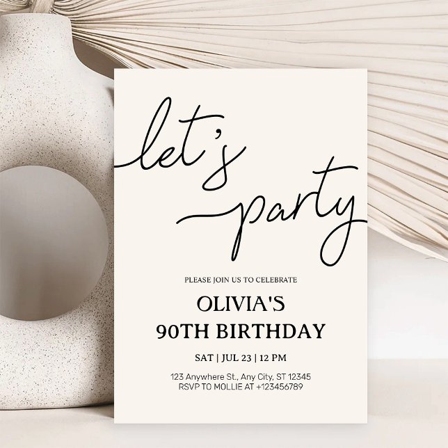 Convites Aniversário de 90 anos Modern Let's Party (Criador carregado)