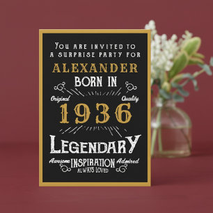 Convites Aniversário de 90 anos Personalizado 1936 Lenda Pr
