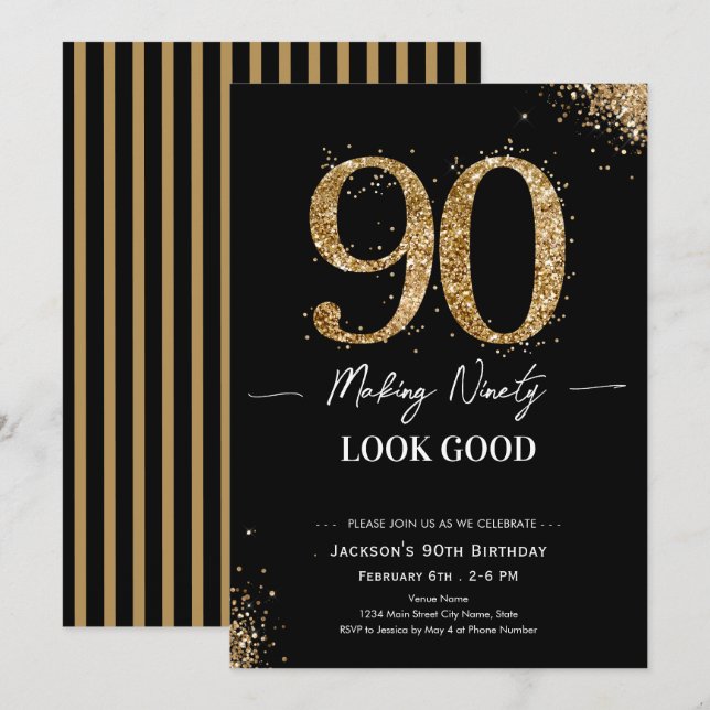Convites Aniversário de 90 anos que parece ótimo (Frente/Verso)