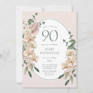 Convites Aniversário de 90 anos Tropical Floral
