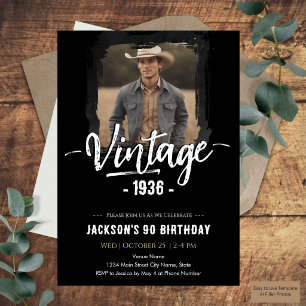 Convites Aniversário de 90 anos Vintage
