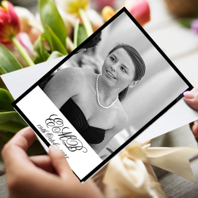 Convites Aniversário de 90 Birthday Elegant Photo Monograma (Criador carregado)