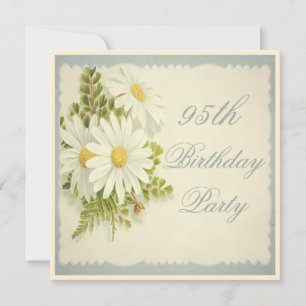 Convites Aniversário de 95 anos Chic Vintage Daisies