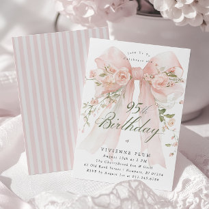 Convites Aniversário de 95 anos Elegante Aquarela Floral Ro