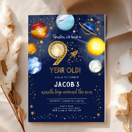 Convites Aniversário de 9 anos Astronauta Planeta Galáxia E