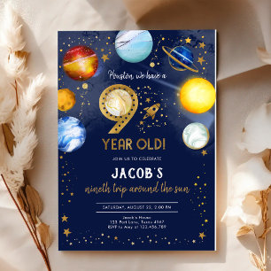 Convites Aniversário de 9 anos Astronauta Planeta Galáxia E