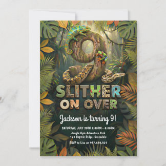 Convites Aniversário de 9 anos com Réptil Slither