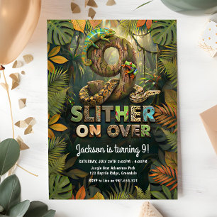 Convites Aniversário de 9 anos com Réptil Slither