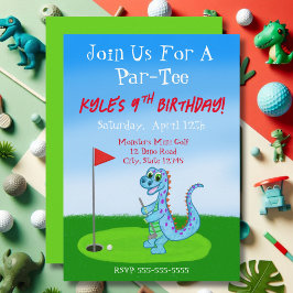Convites Aniversário de 9 anos com tema de Golfe de Dinossa