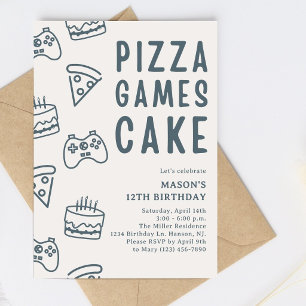 Convites Aniversário de Adolescente com Jogos e Pizza em Az