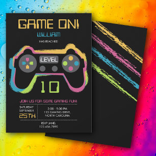 Convites Aniversário de Adolescente Jogador de Video Game