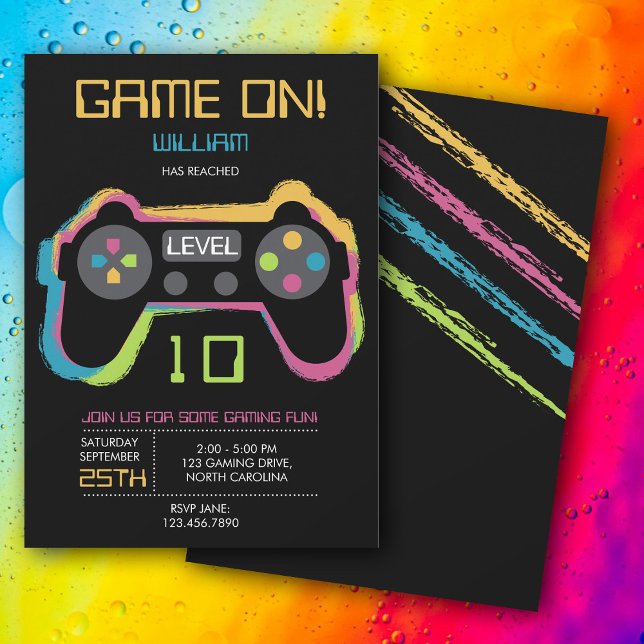 Convites Aniversário de Adolescente Jogador de Video Game (Teen Gaming Gamer Video Game Player Birthday Invitation)
