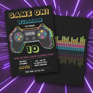 Convites Aniversário de Adolescente Jogador de Video Game R