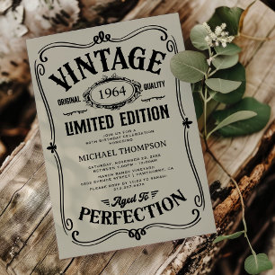 Convites Aniversário de Adulto de Qualquer Idade Vintage