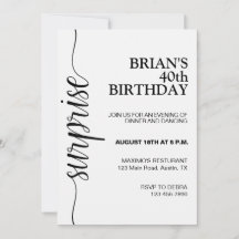 Aniversário de Adulto Preto e Branco Minimalista